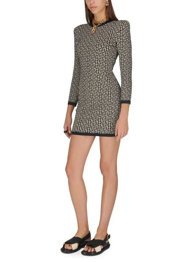 Monogram Jacquard Knit Dress - Branna Couture