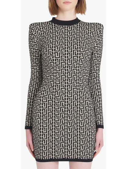 Monogram Jacquard Knit Dress - Branna Couture