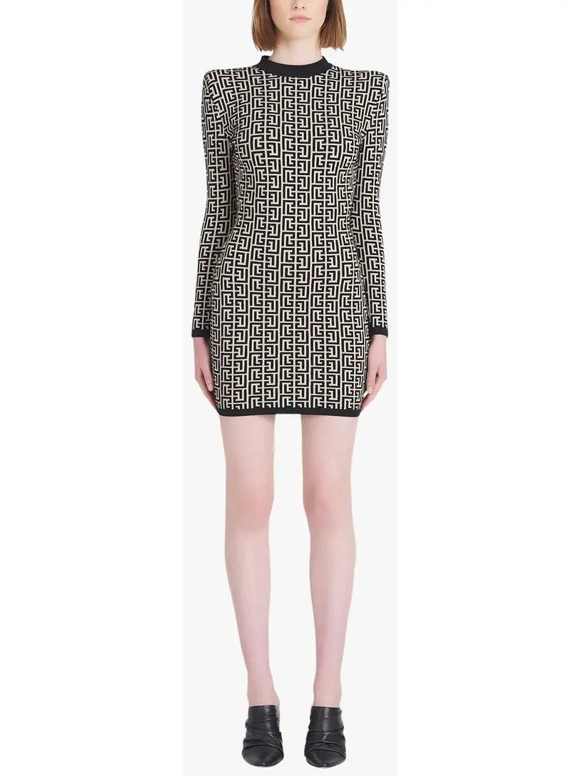 Monogram Jacquard Knit Dress - Branna Couture