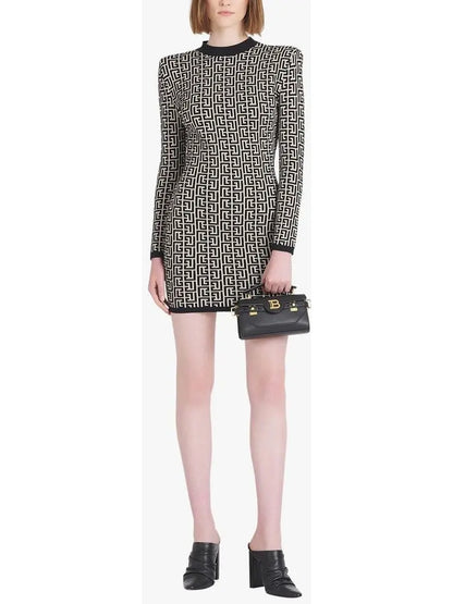 Monogram Jacquard Knit Dress - Branna Couture