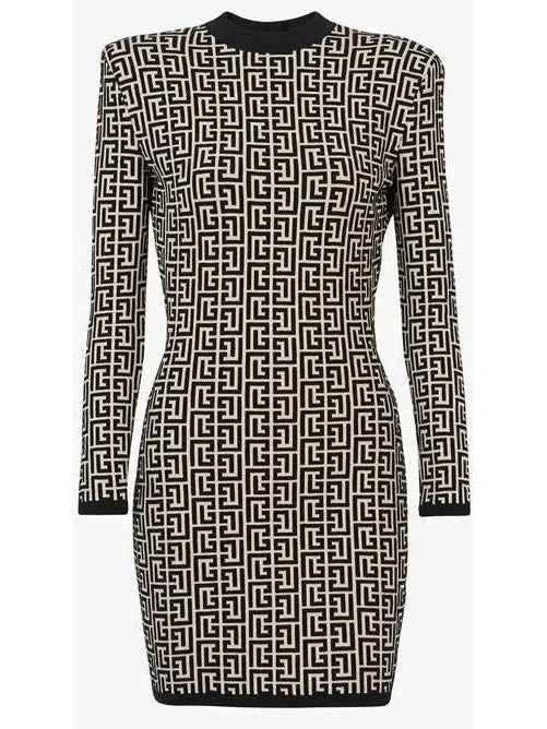 Monogram Jacquard Knit Dress - Branna Couture