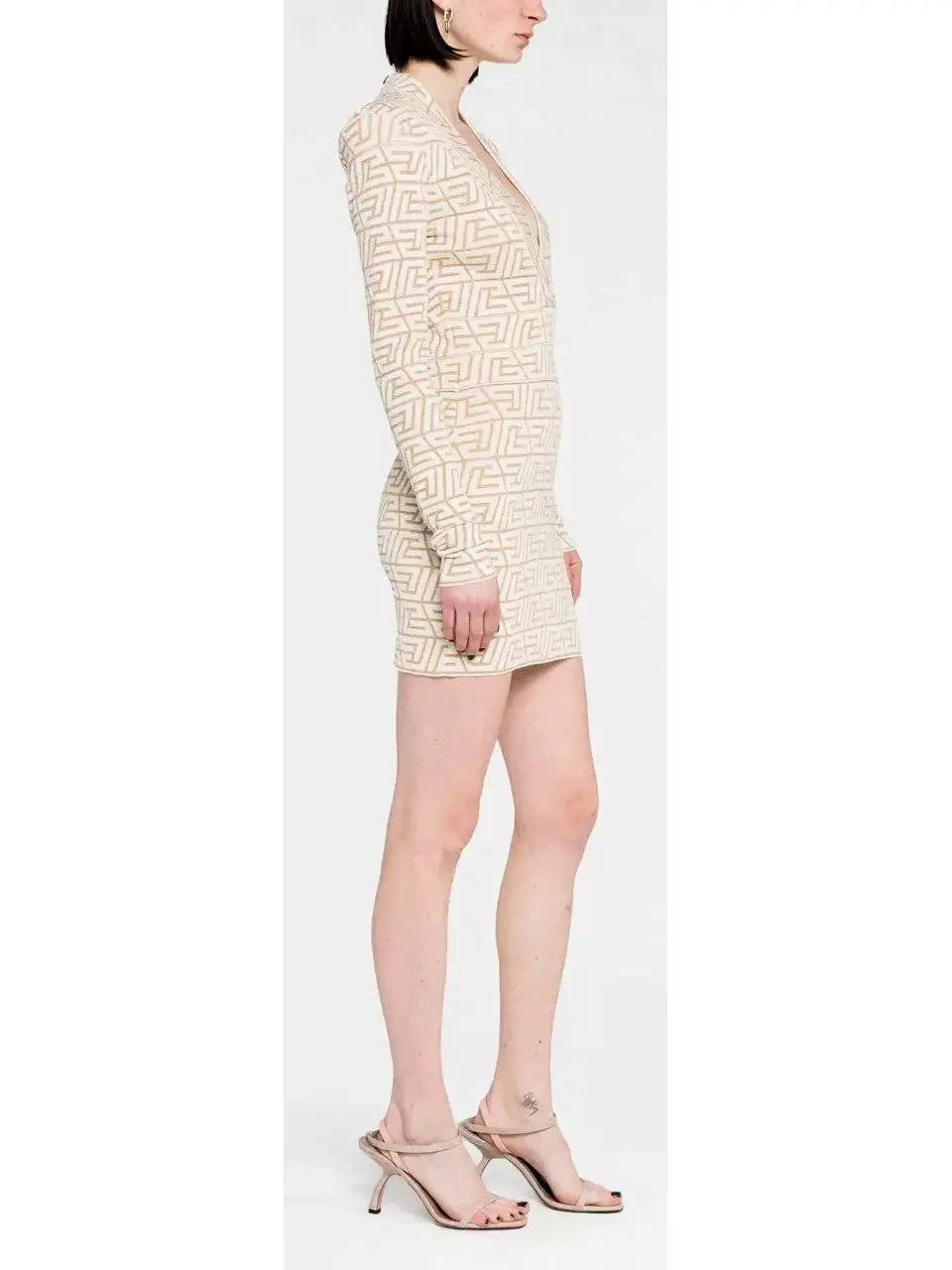 Monogram Jacquard Knit V-Neck Dress - Branna Couture