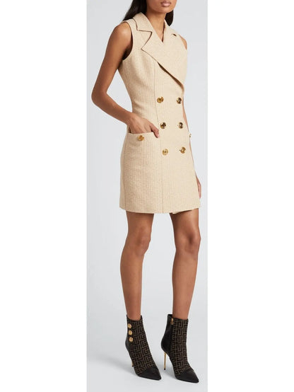 Monogram Jacquard Mini Blazer-Dress - Branna Couture