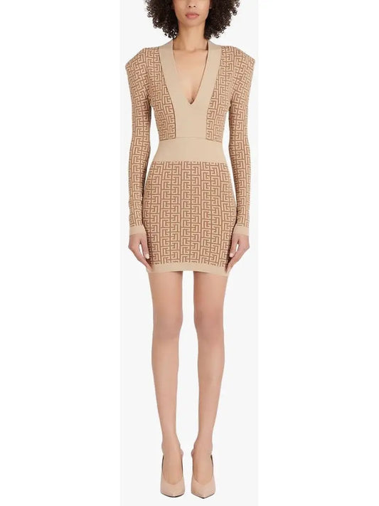 Monogram Knit Mini Dress - Branna Couture