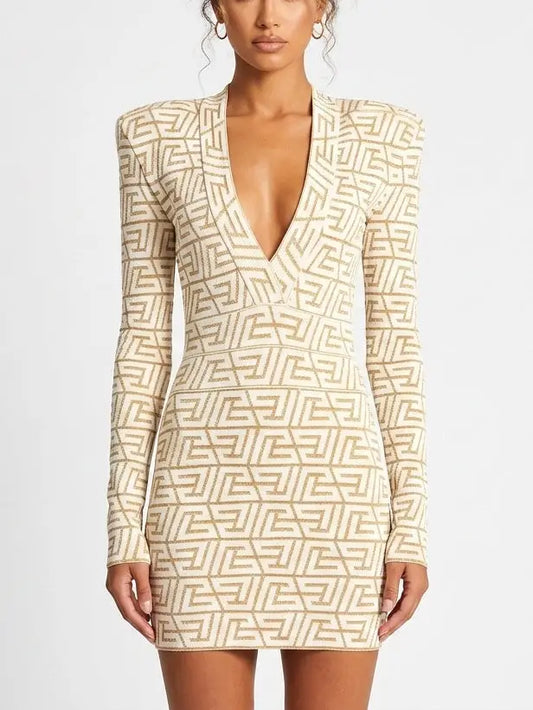 Monogram Glitter Knit Mini Dress - small - Dresses