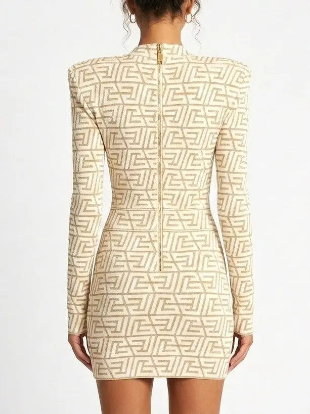 Monogram Glitter Knit Mini Dress - Dresses