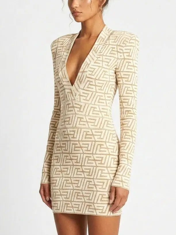 Monogram Glitter Knit Mini Dress - Dresses