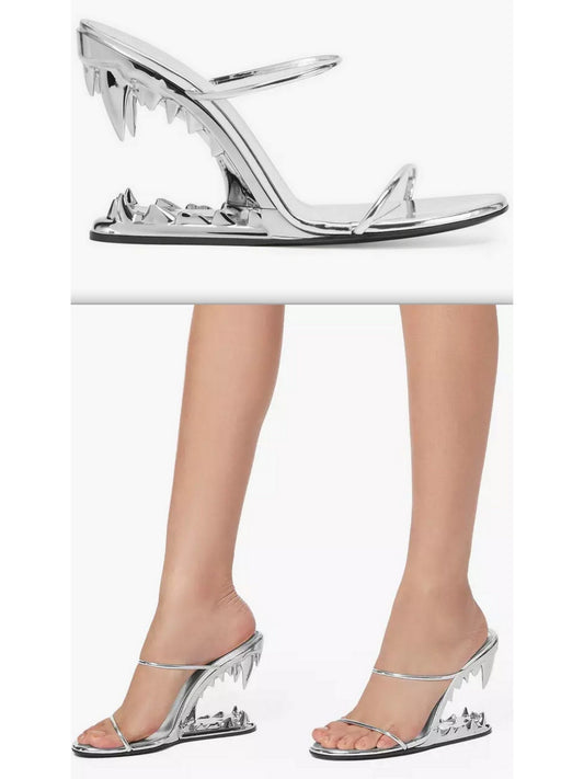 Morso Mirror-Finish Sandals in Silver - Branna Couture