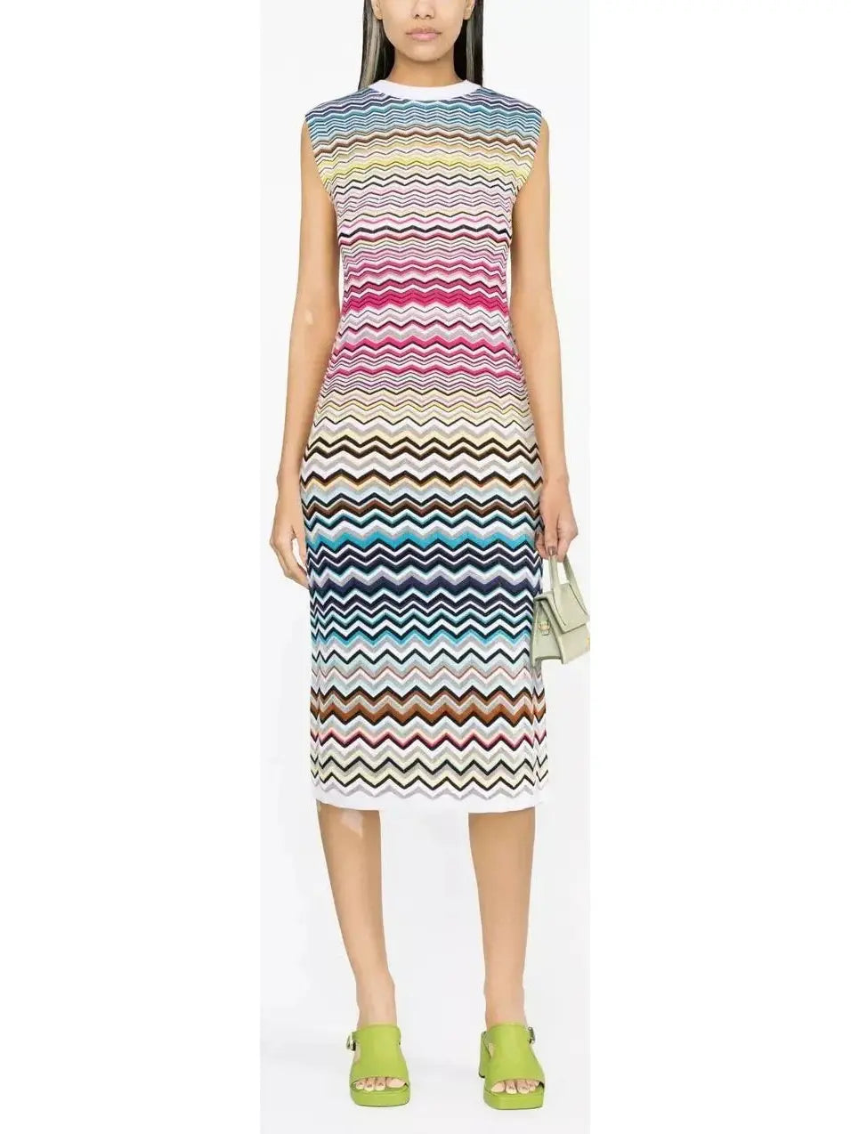 Multicolor Zigzag Pattern Print Midi Dress - Branna Couture