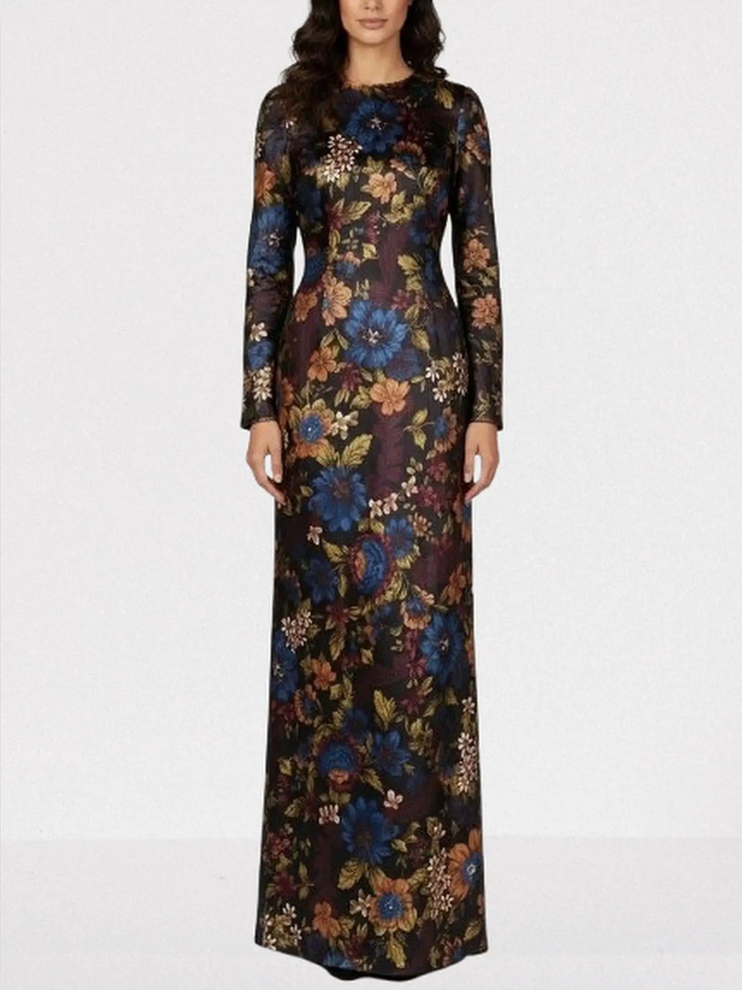 Multicolor Floral Silk-Blend Maxi Dress - S - Dresses