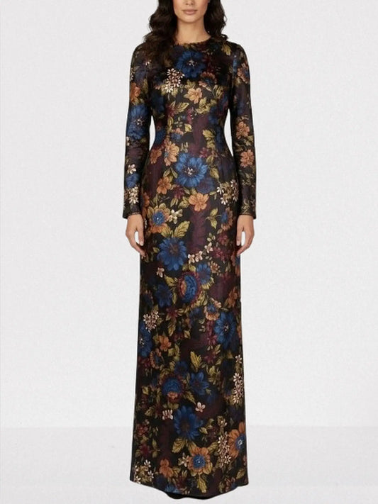 Multicolor Floral Silk-Blend Maxi Dress - S - Dresses
