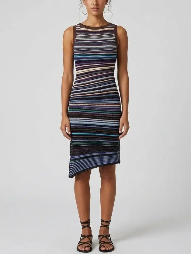Color Contrast Knit Mini Dress - S - Dresses