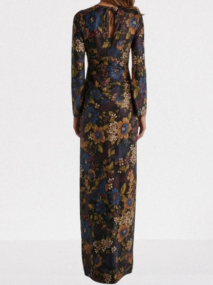 Multicolor Floral Silk-Blend Maxi Dress - Dresses
