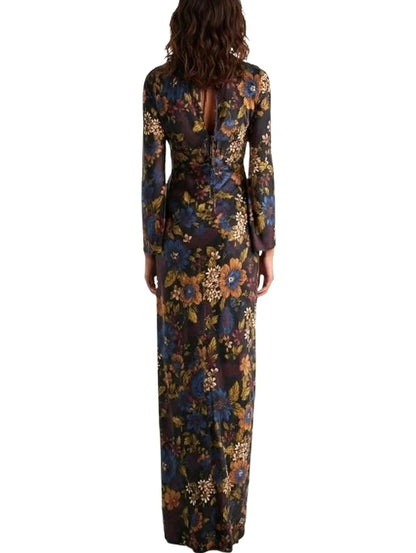 Multicolor Floral Silk-Blend Maxi Dress - Dresses