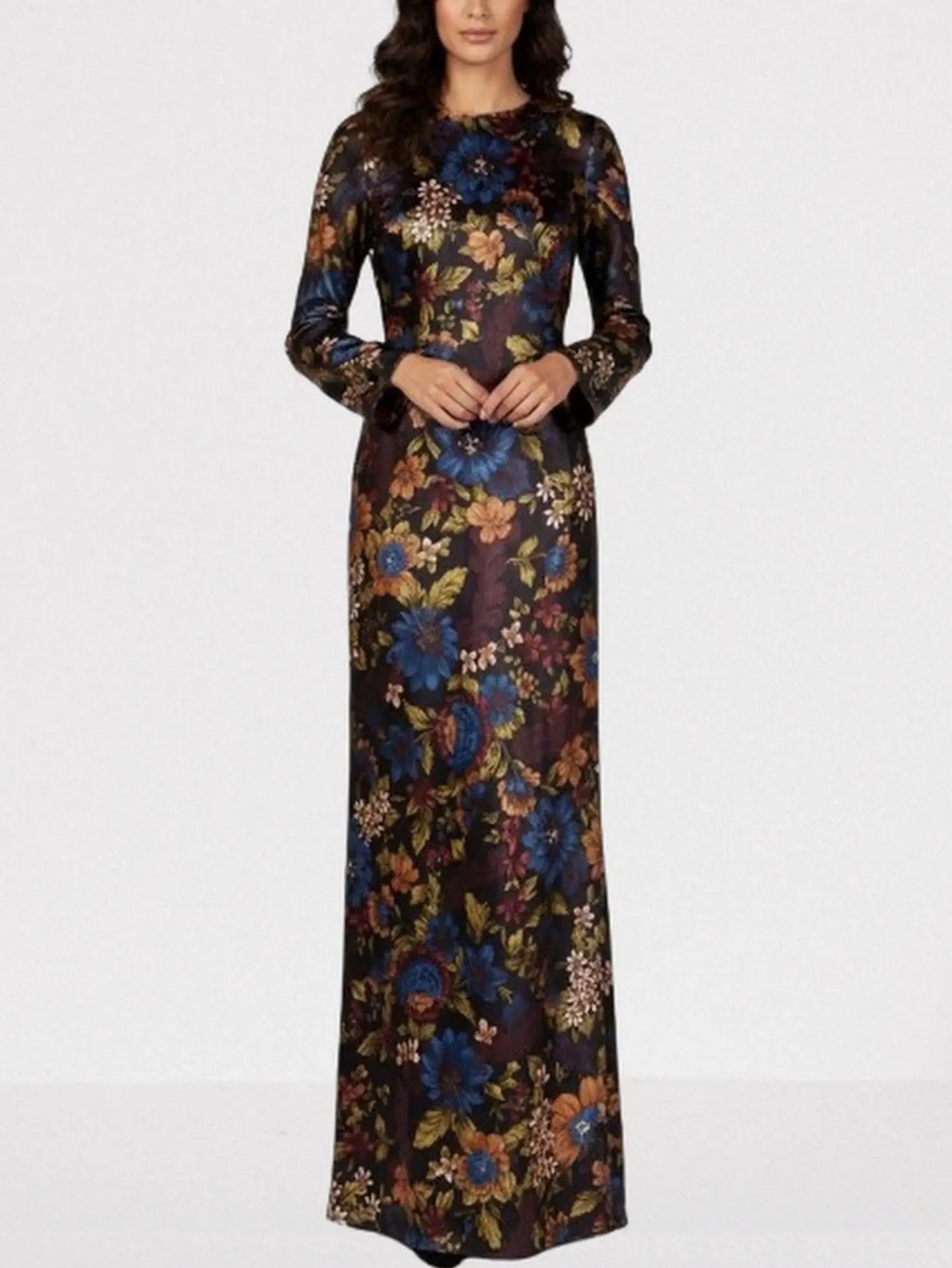 Multicolor Floral Silk-Blend Maxi Dress - Dresses