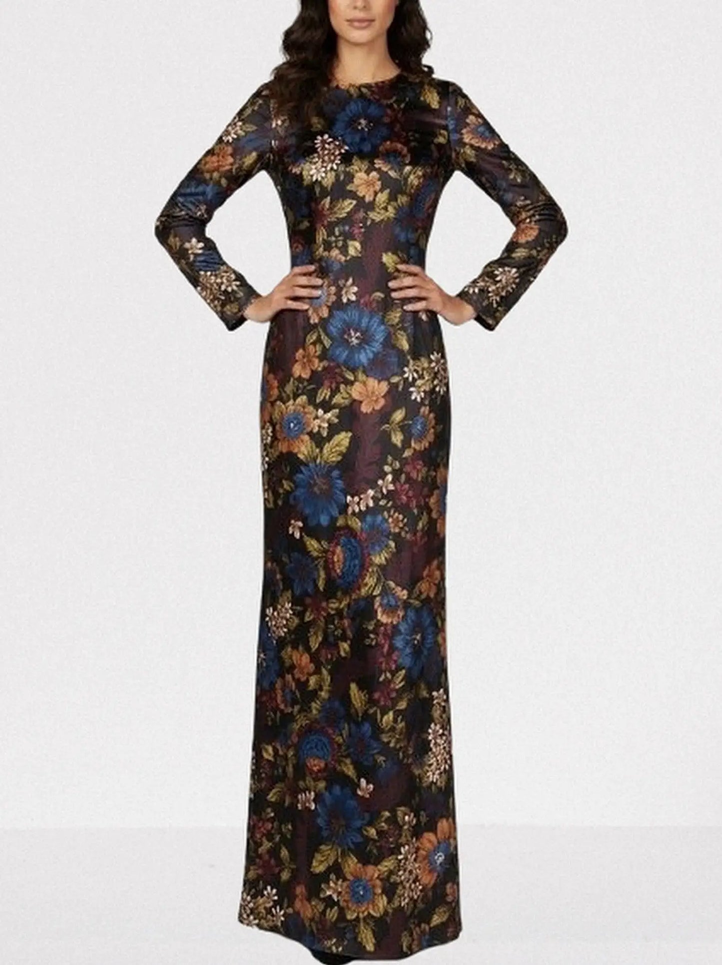 Multicolor Floral Silk-Blend Maxi Dress - Dresses