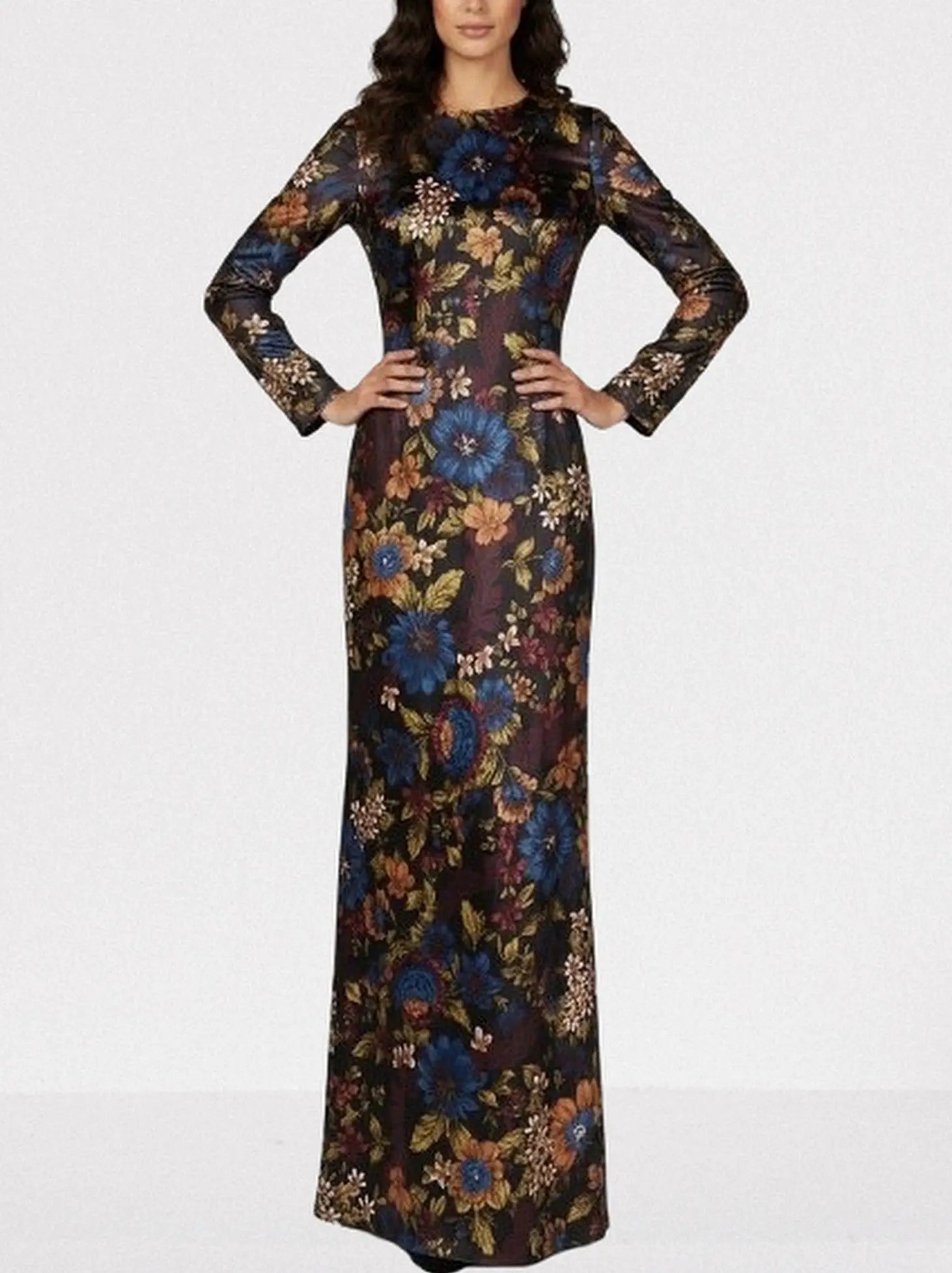 Multicolor Floral Silk-Blend Maxi Dress - Dresses