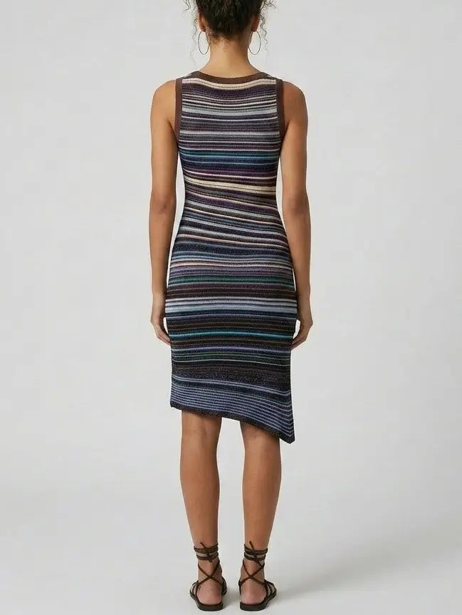 Color Contrast Knit Mini Dress - Dresses