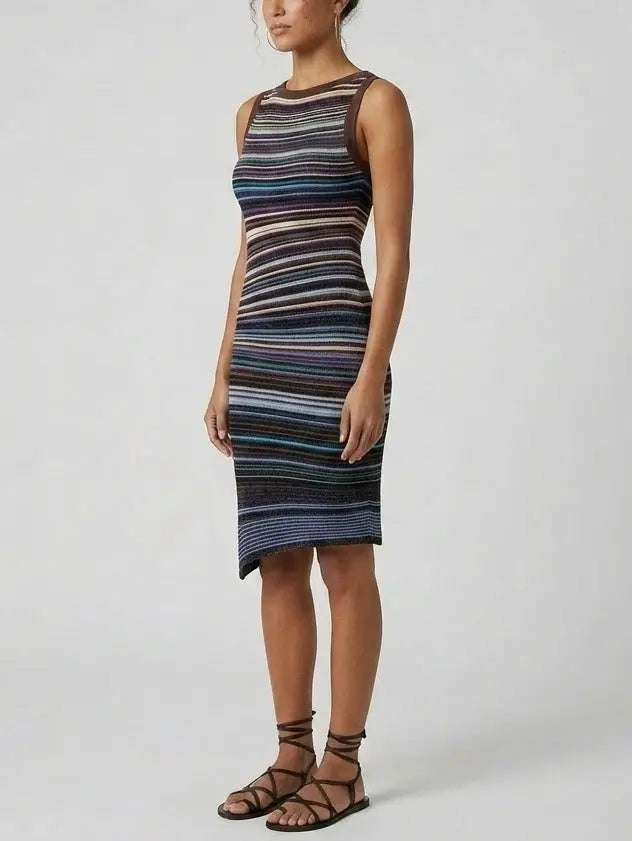 Color Contrast Knit Mini Dress - Dresses