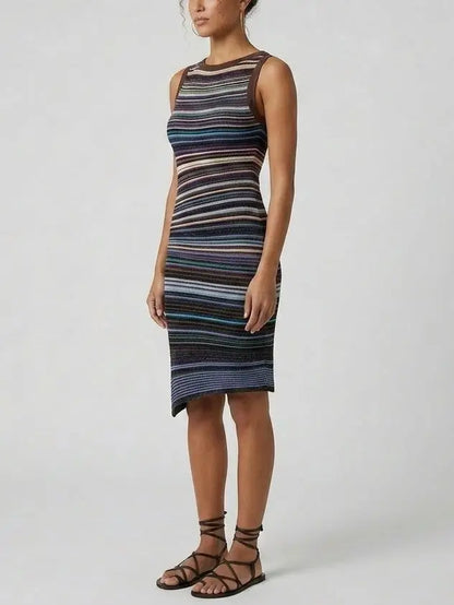 Color Contrast Knit Mini Dress - Dresses