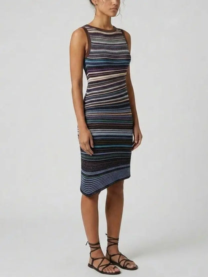 Color Contrast Knit Mini Dress - Dresses