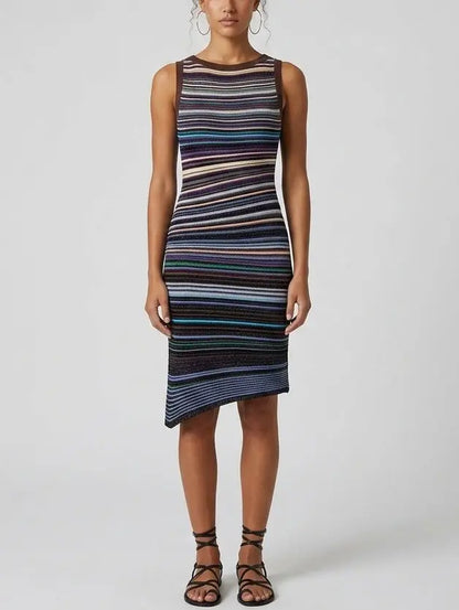 Color Contrast Knit Mini Dress - Dresses