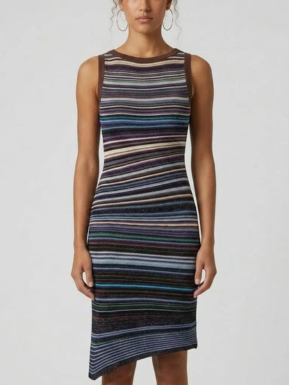 Color Contrast Knit Mini Dress - Dresses