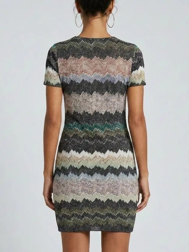 Flared Ribbed Knit Dress in White - Dresses