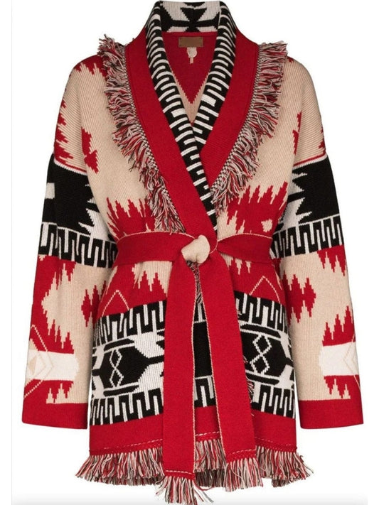 Native Printed Fringed Oversized Cardigan - Branna Couture