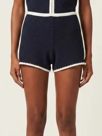 Navy Knit Vest Top and Shorts Set - Suits & Sets
