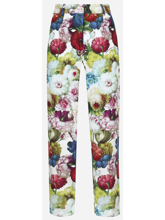 Nocturnal Flower Print Cotton Pants - Branna Couture