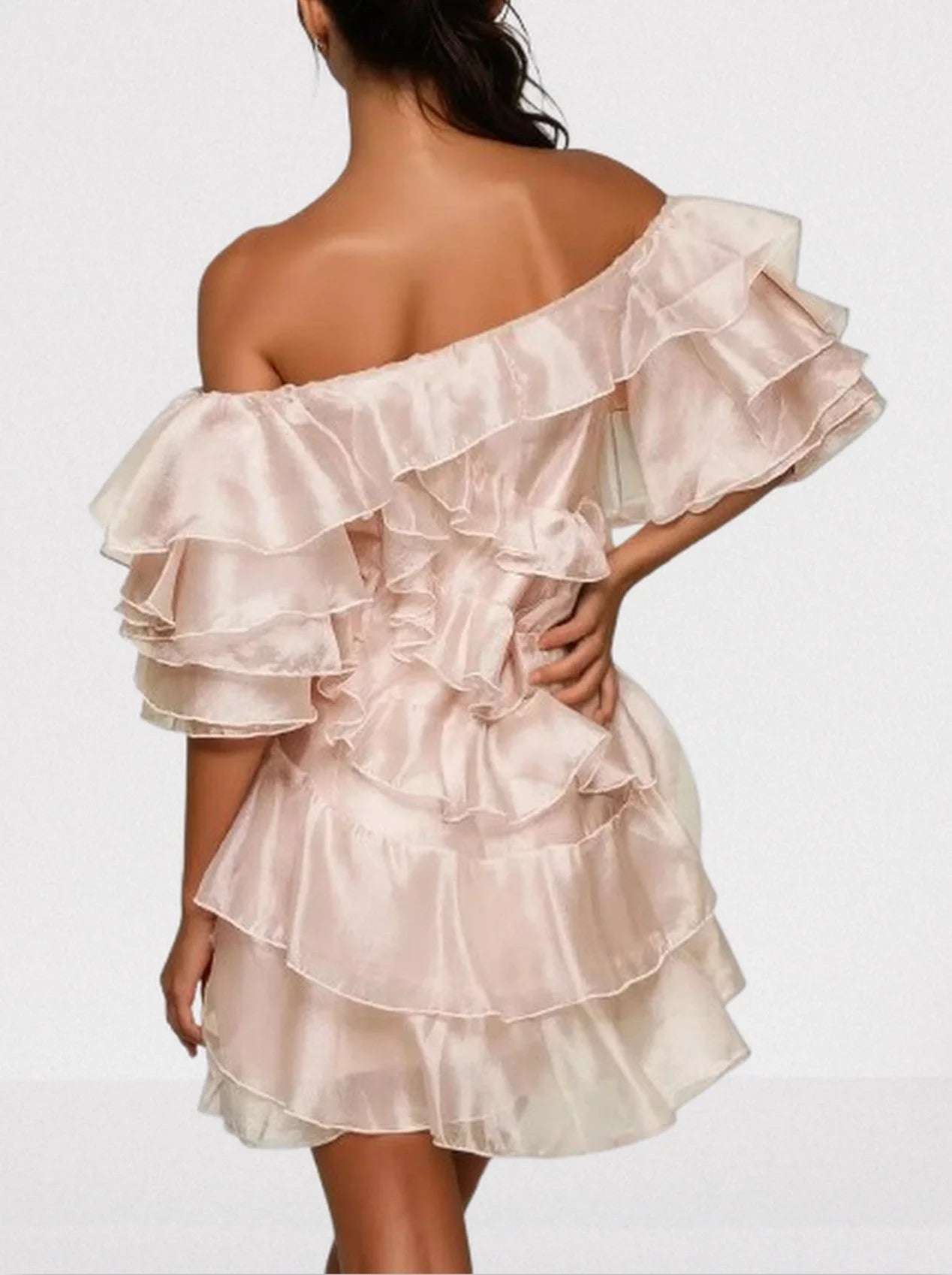 Off Shoulder Ruffle Tiered Mini Dress Dresses