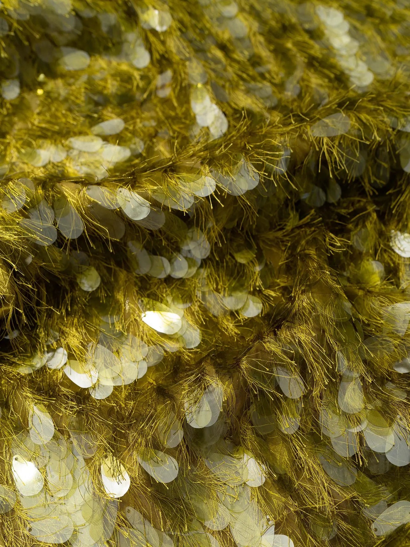 Olive Fringe Paillette Embellished Midi Skirt - Skirts