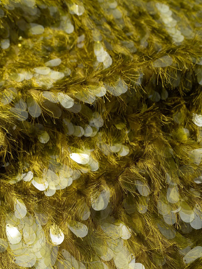 Olive Fringe Paillette Embellished Midi Skirt - Skirts