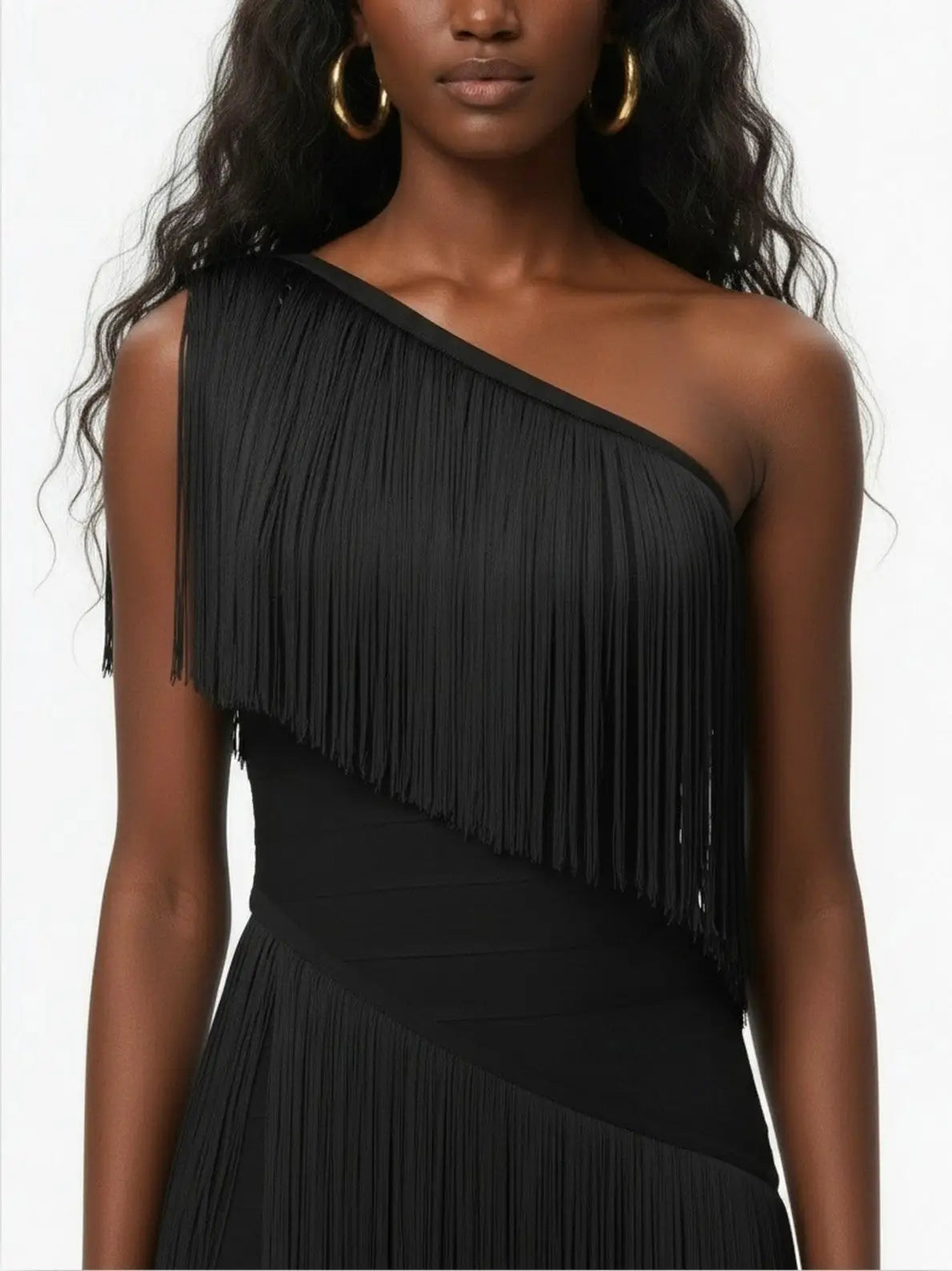 One-Shoulder Fringe-Embellished Maxi Dress - Dresses