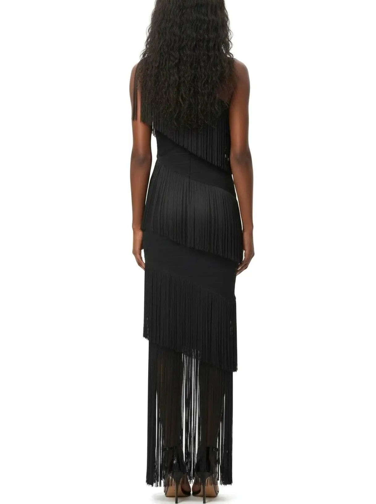One-Shoulder Fringe-Embellished Maxi Dress - Dresses