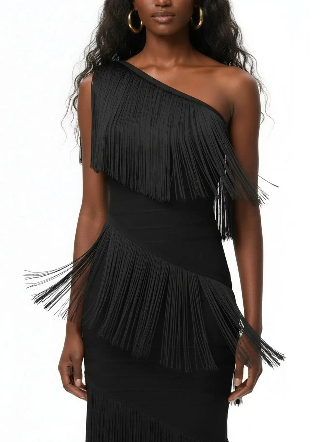 One-Shoulder Fringe-Embellished Maxi Dress - Dresses