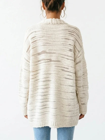 Open-Knit Paneled Long Wool Cardigan - Sweaters & Knitwear