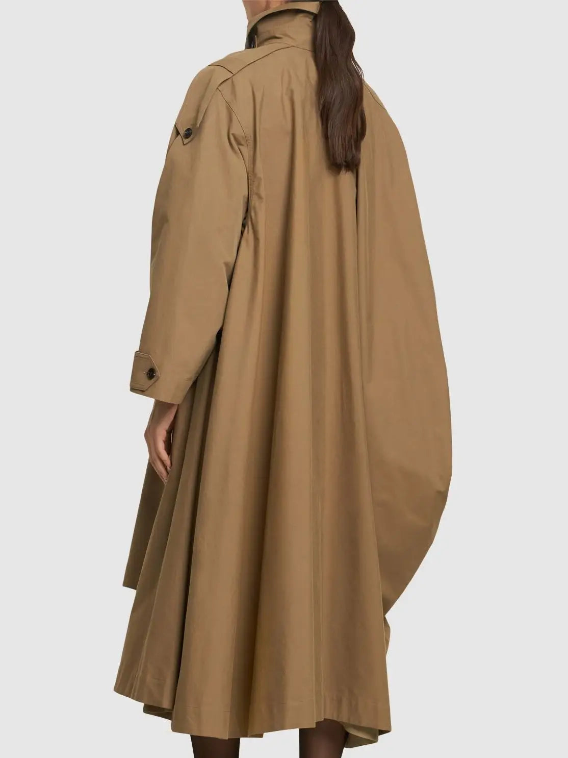 Oversize Asymmetrical Trench Coat in Khaki Brown - Coats