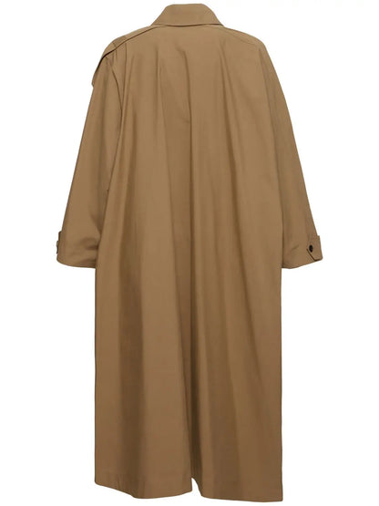 Oversize Asymmetrical Trench Coat in Khaki Brown - Coats