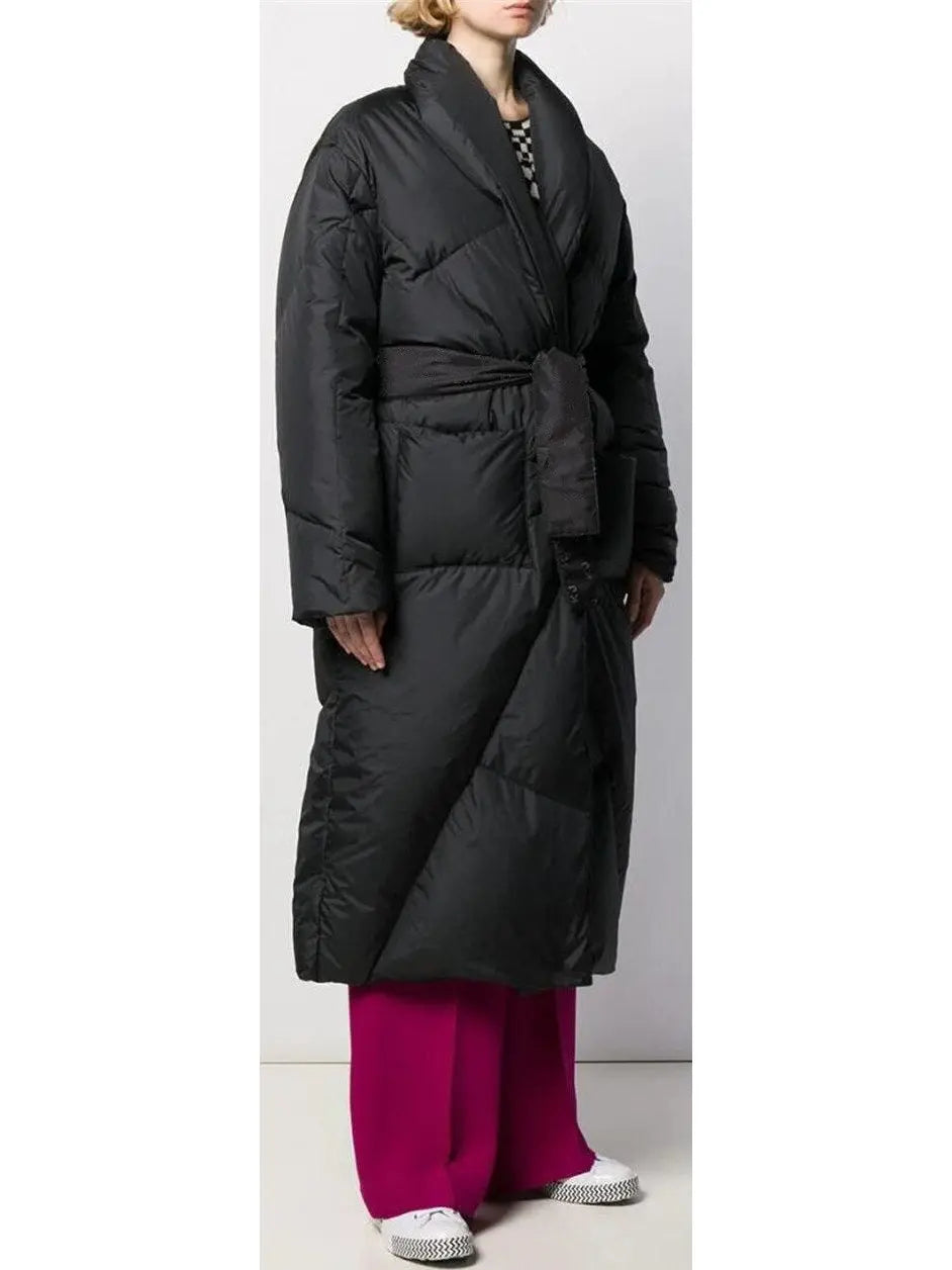 Oversized Black Wrap Down Coat - Branna Couture