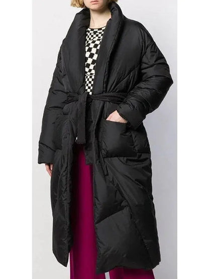 Oversized Black Wrap Down Coat - Branna Couture