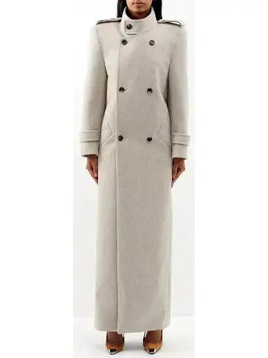 Oversized Coat in Wool, Beige - Branna Couture