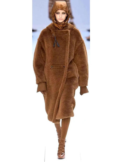 Oversized Teddy Coat, Brown - Branna Couture