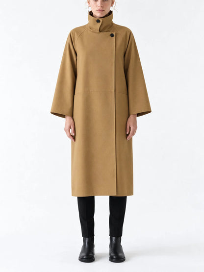 Oversized Funnel Neck Cotton Trench Coat - Small - Coats