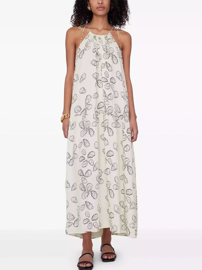 Oyster Print Tie Halterneck Dress - Small - Dresses
