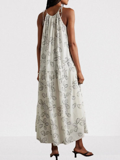 Oyster Print Tie Halterneck Dress - Dresses