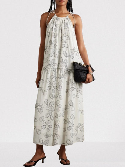 Oyster Print Tie Halterneck Dress - Dresses