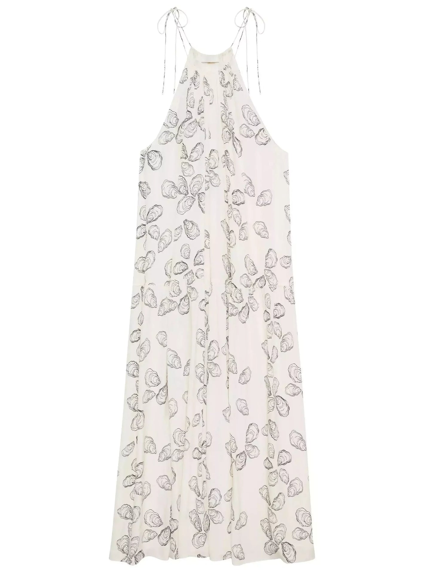 Oyster Print Tie Halterneck Dress - Dresses