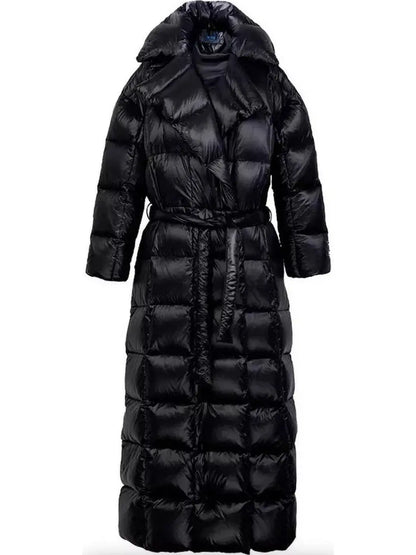 Padded Down Belted Long Coat - Branna Couture